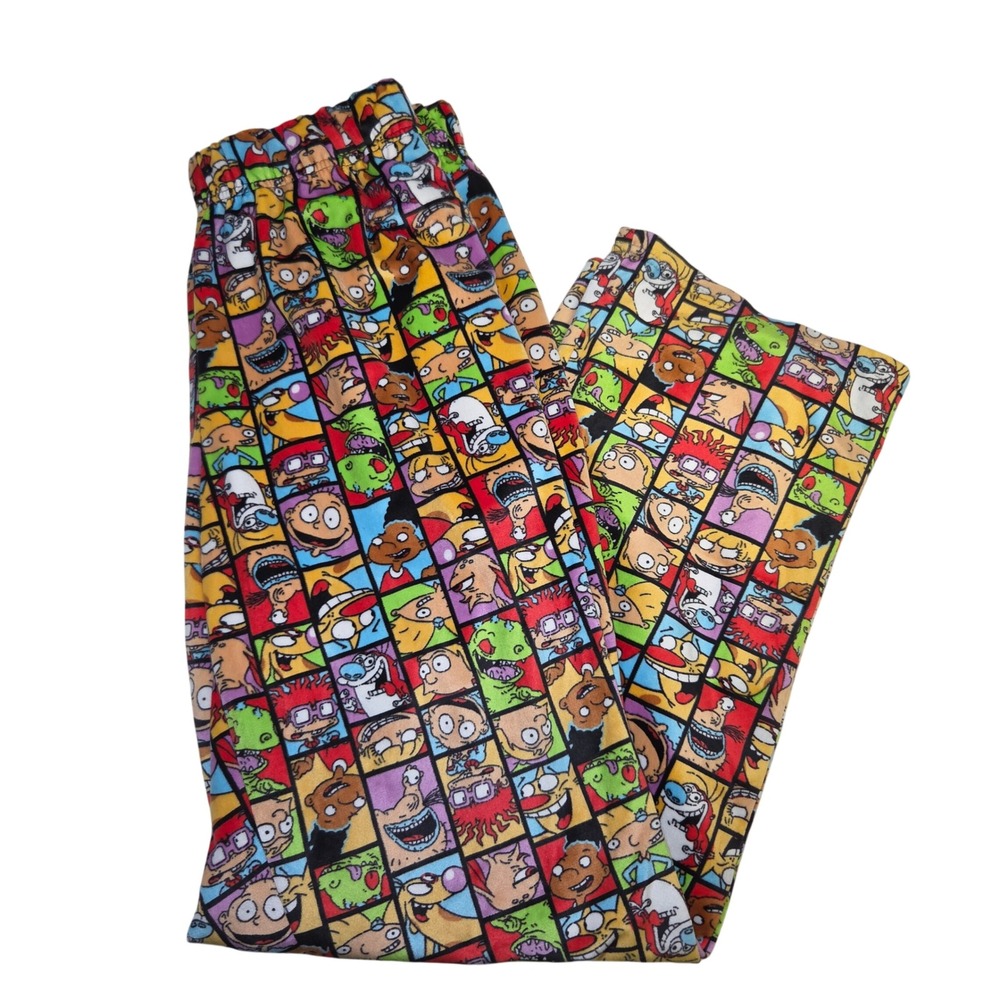 Nickelodeon Rugrats All Over Print Fuzzy Pajama Pants‎ Medium MultiColor